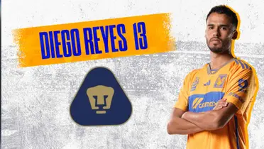 Diego Reyes con Tigres y escudo de Pumas