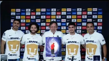 Gil Alcalá, César Huerta, Leopoldo Diaz, Adrián Aldrete con los Pumas