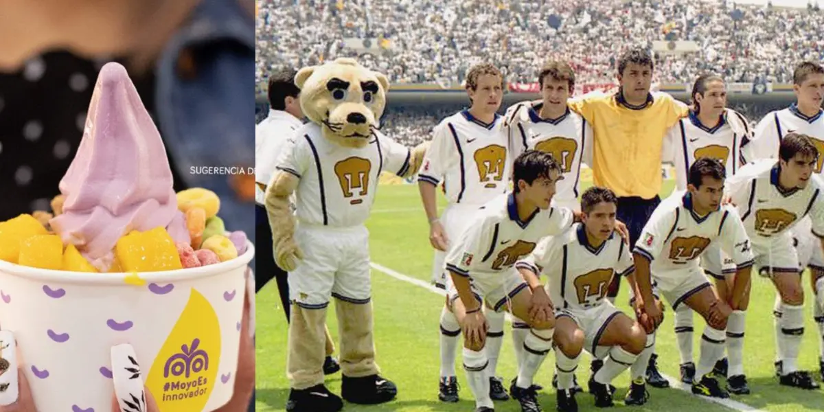 Helado de Yogurt y Gerardo Torrado en foto oficial de Pumas en 1998