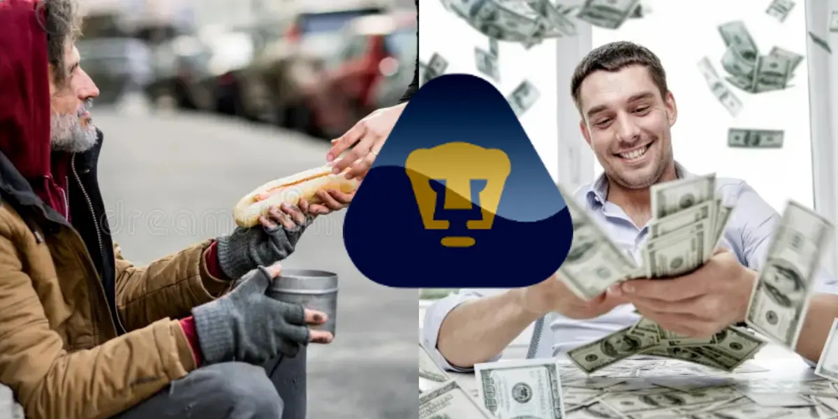 A la izquierda, persona pide comida, a la derecha, hombre cuenta dinero (Fuente: Shutter y Telemundo)