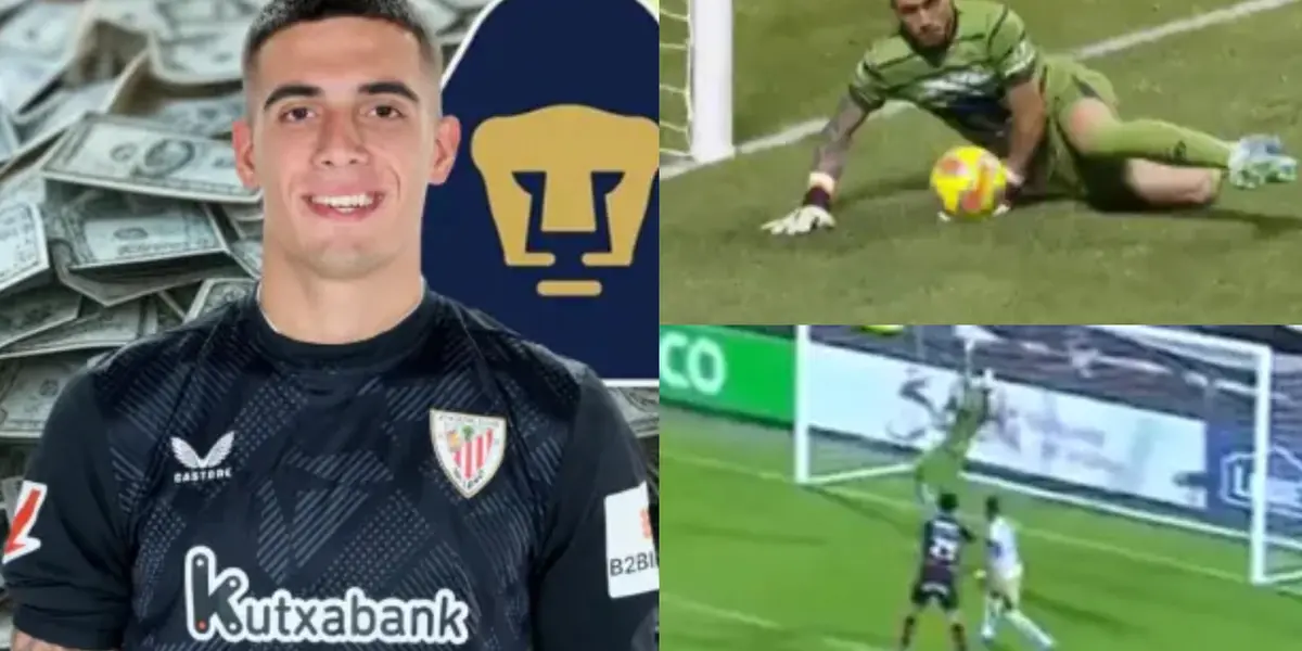 Alex Padilla con la playera del Bilbao, a la derecha, los errores de Padilla (Fuente: Referee y TUDN)