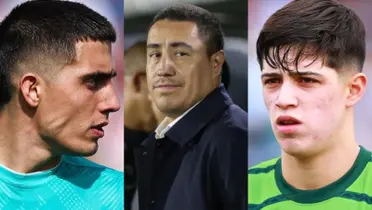 Alex Padilla y Pablo Lara en partido de Pumas, en el centro, Juárez en el banquillo (Fuente: Mexsports y Caracol)