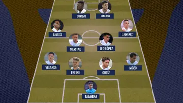 Alineación de los Pumas en un campo de juego (Fuente: TUDN)
