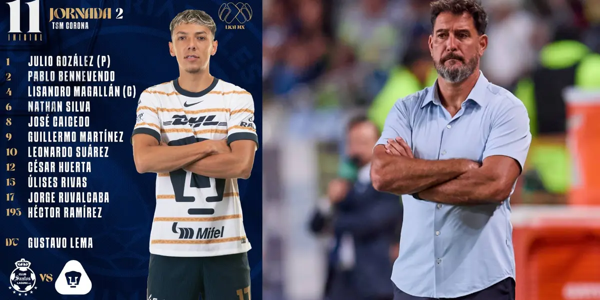 Alineación de Pumas con Gustavo Lema