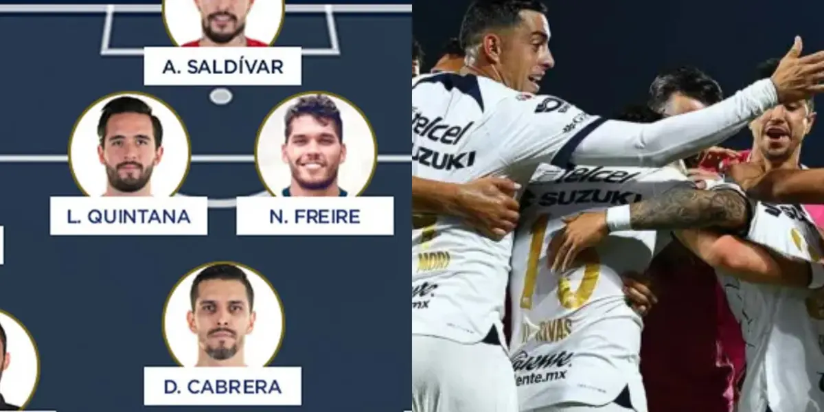 Alineación de Pumas para el partido ante Atlético de San Luis (Fuente: Mexsports)