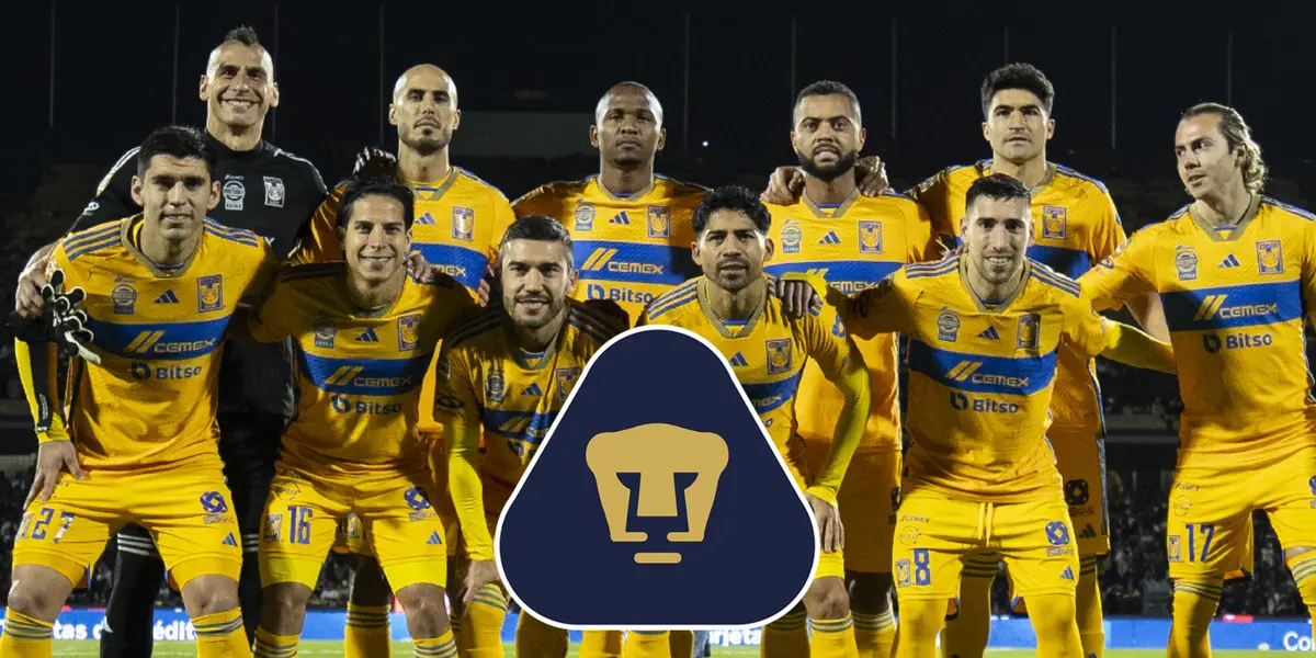 Alineación de Tigres con escudo de Pumas