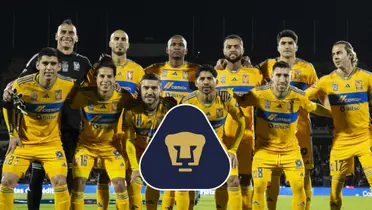 Alineación de Tigres con escudo de Pumas