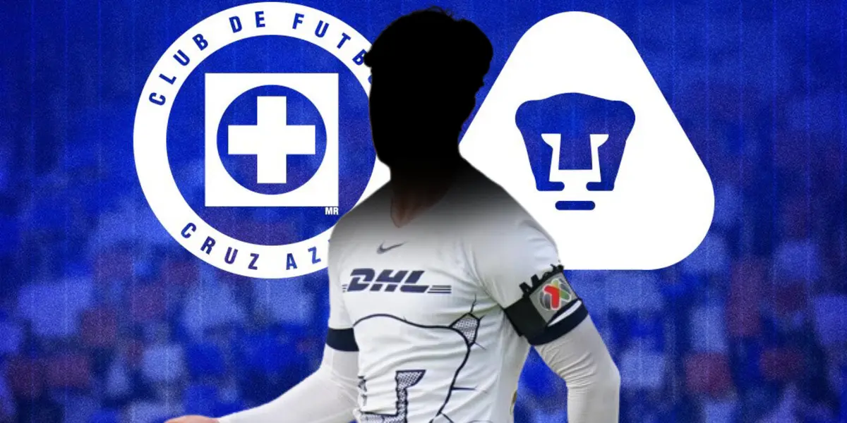 Amaury García con escudo y Pumas y Cruz Azul