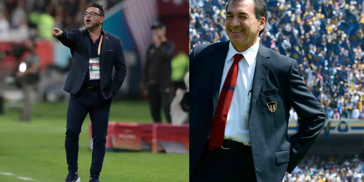 Antonio Mohamed y Mario Carrillo dirigiendo a Pumas