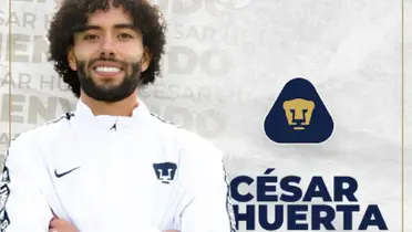 Anuncio del fichaje de César Huerta en redes (Fuente: Pumas)