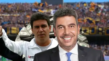 Ayub en el estadio de CU, al frente, Ayub en una conferencia (Fuente: El CEO)