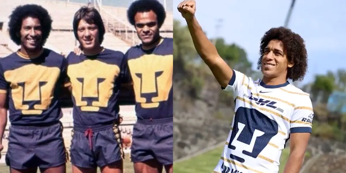 Cabinho posa con gente de Pumas, a la derecha, Carrasquilla presentado con la U (Fuente: Pumas)