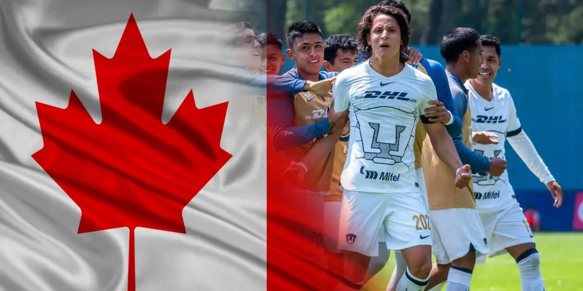 Cantera de Pumas con bandera de Canadá