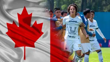 Cantera de Pumas con bandera de Canadá