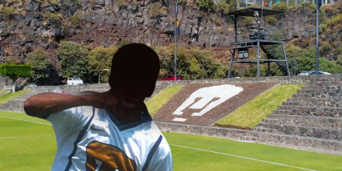 Cantera de Pumas con silueta de Jesús Olalde