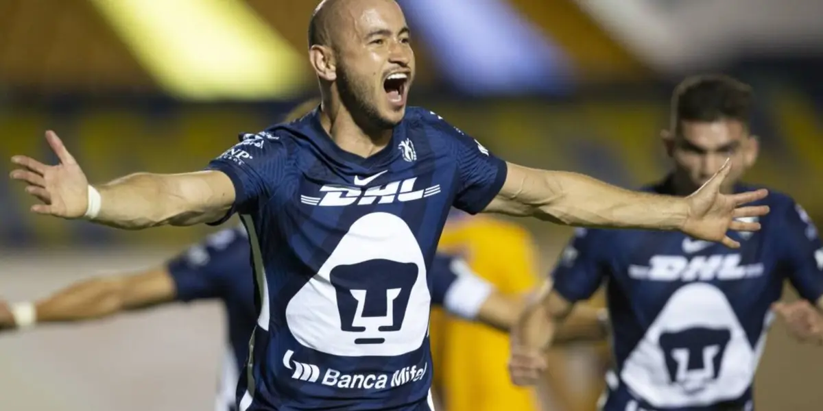 Carlos González festeja gol con el combinado de los Pumas (Fuente: Mexsports)