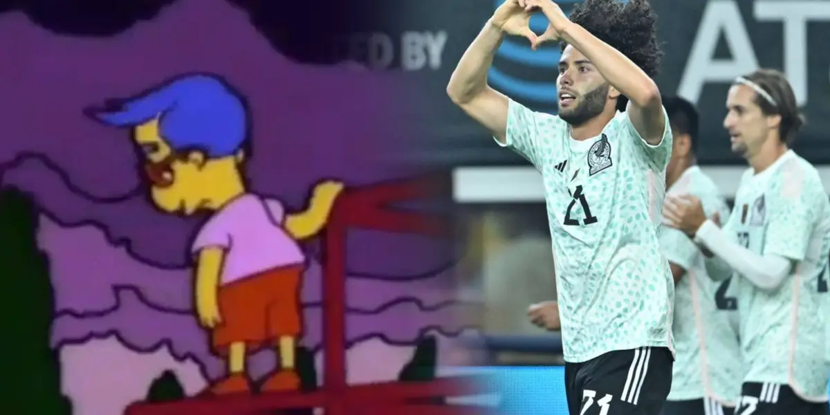 César Huerta con la Selección Mexicana y Milhouse de los Simpsons