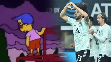 César Huerta con la Selección Mexicana y Milhouse de los Simpsons