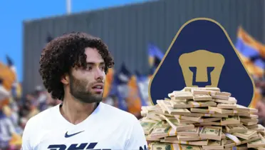 César Huerta durante un partido de Liga MX con la playera de Pumas