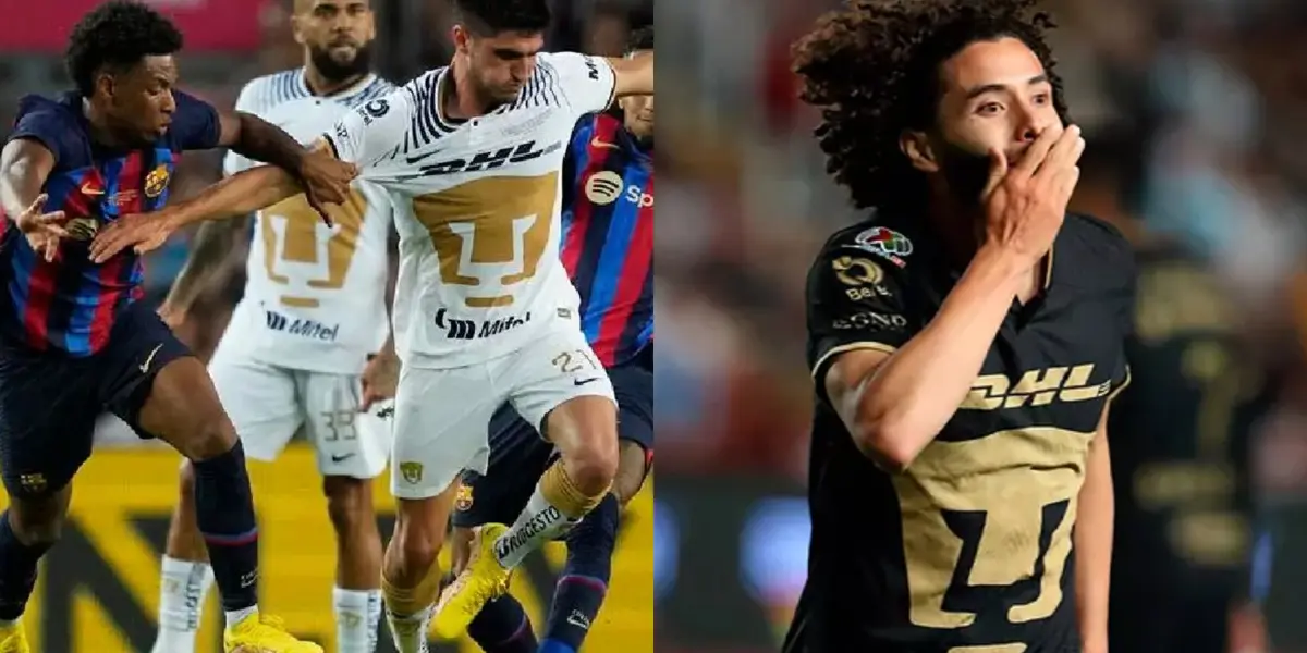 César Huerta festeja gol con el combinado de los Pumas (Fuente: Mexsports y Marca)