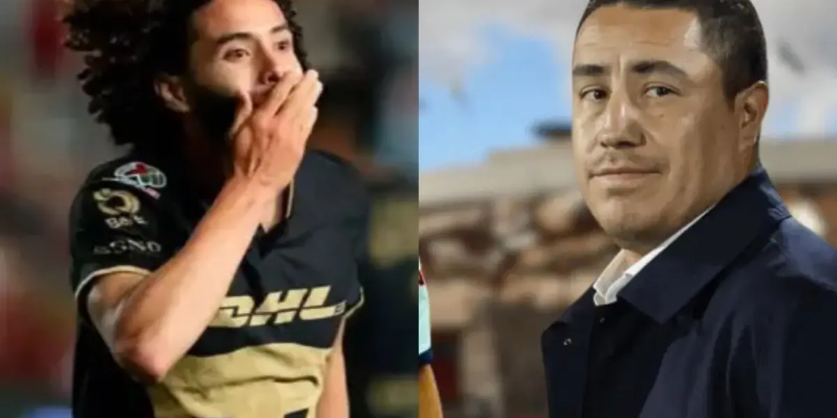 César Huerta festeja gol con Pumas, a la derecha, Juárez dirige en Colombia (Fuente: Mexsports y RCN)