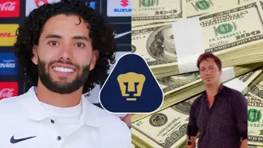 César Huerta y escudo de Pumas, dinero y César Luis Merlo