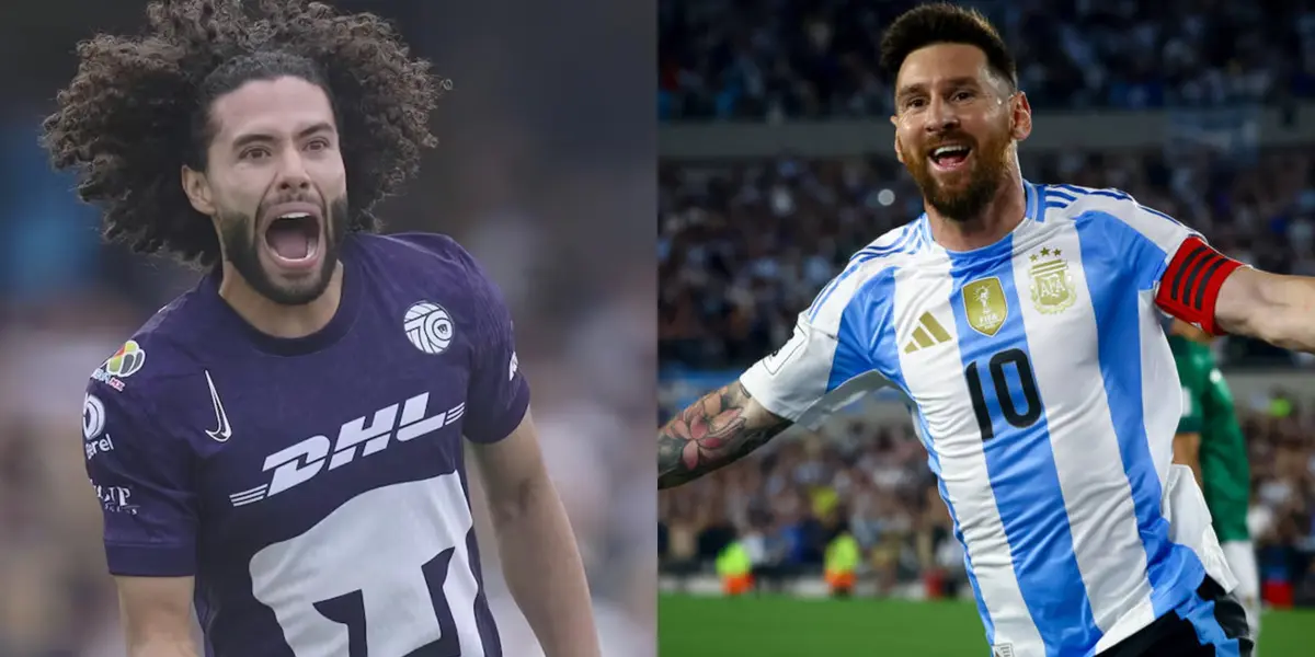 César Huerta y Lionel Messi festejan gol (Fuente: Mexsports y Fifpro)