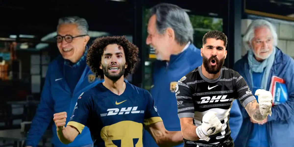 Chino y Alacala con la directiva de Pumas/FOTO: Récord