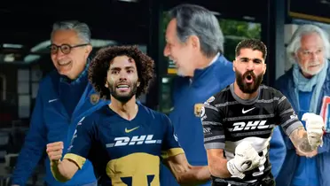 Chino y Alacala con la directiva de Pumas/FOTO: Récord