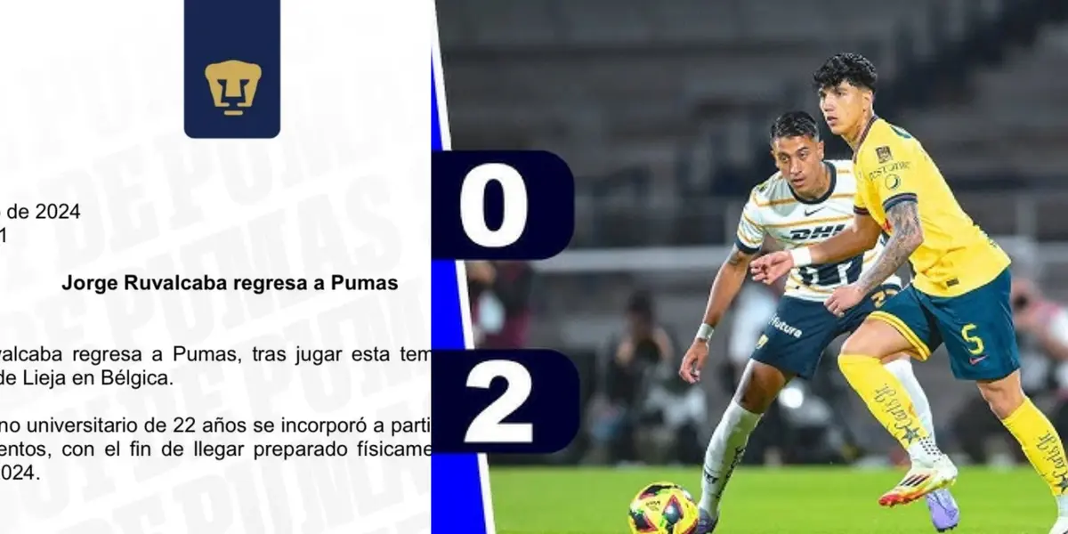 Comunicado de Pumas, a la derecha, Ergas trata de quitar un balón (Fuente: Pumas y La Jornada)