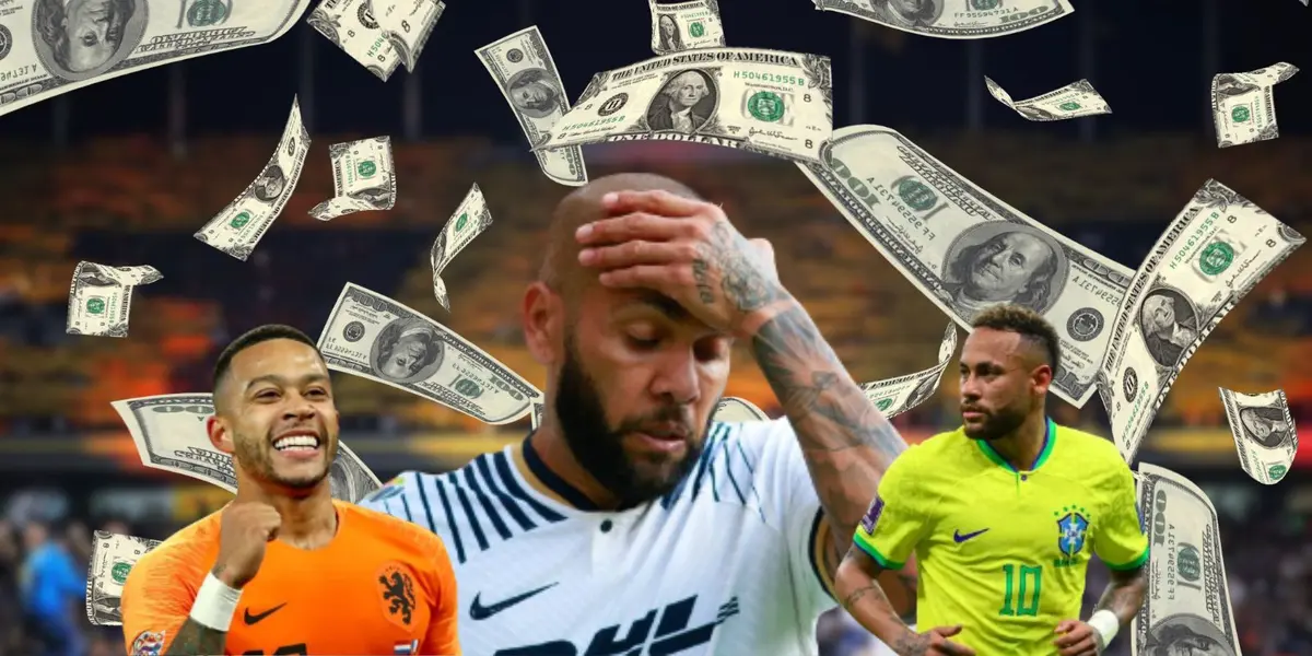 Dani Alves mientras disputaba un partido con Pumas en 2022