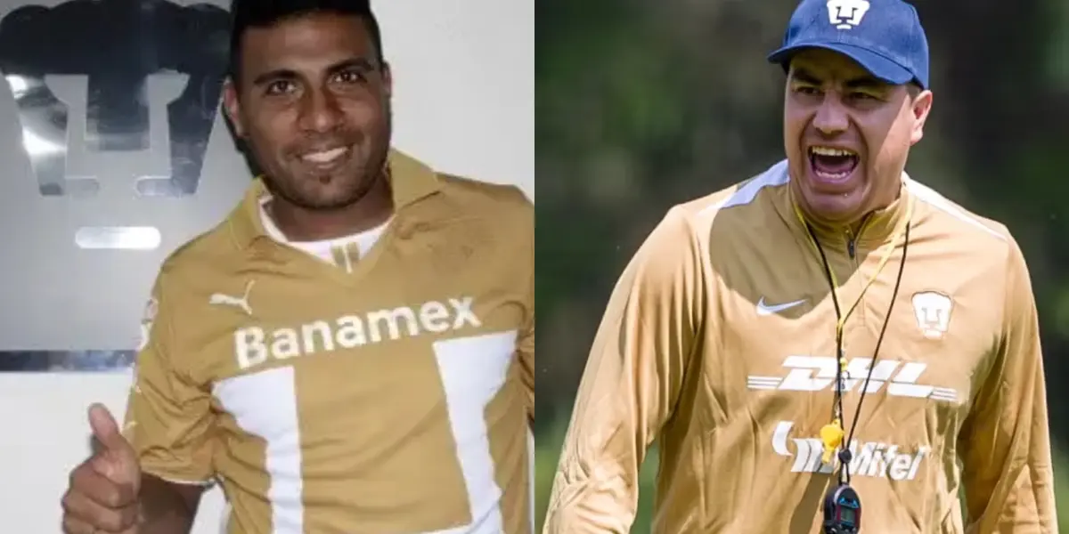 Daniel Ludueña presentado en Pumas, a la derecha, Efraín Juárez en una práctica (Fuente: Pumas)
