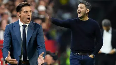 Diego Alonso y Nicolás Larcamón dirigiendo