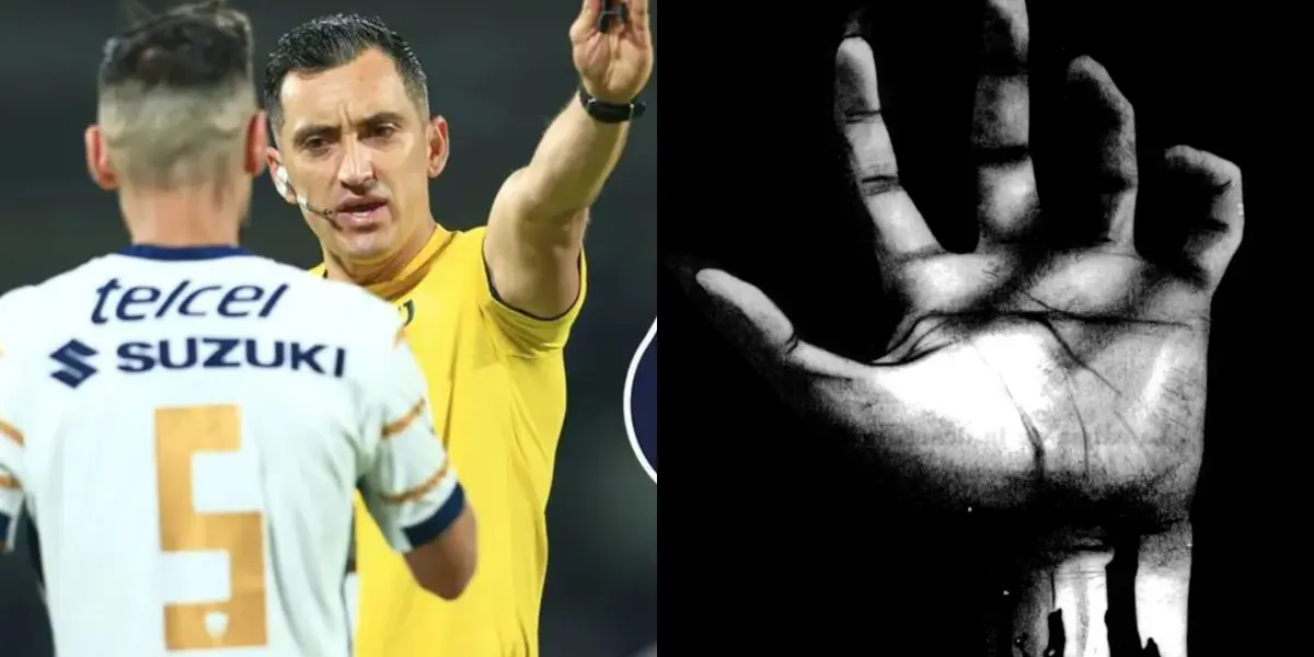 Duarte le reclama a Ismael López por penal, a la derecha, mano negra (Fuente: Mexsports y Vampiro)