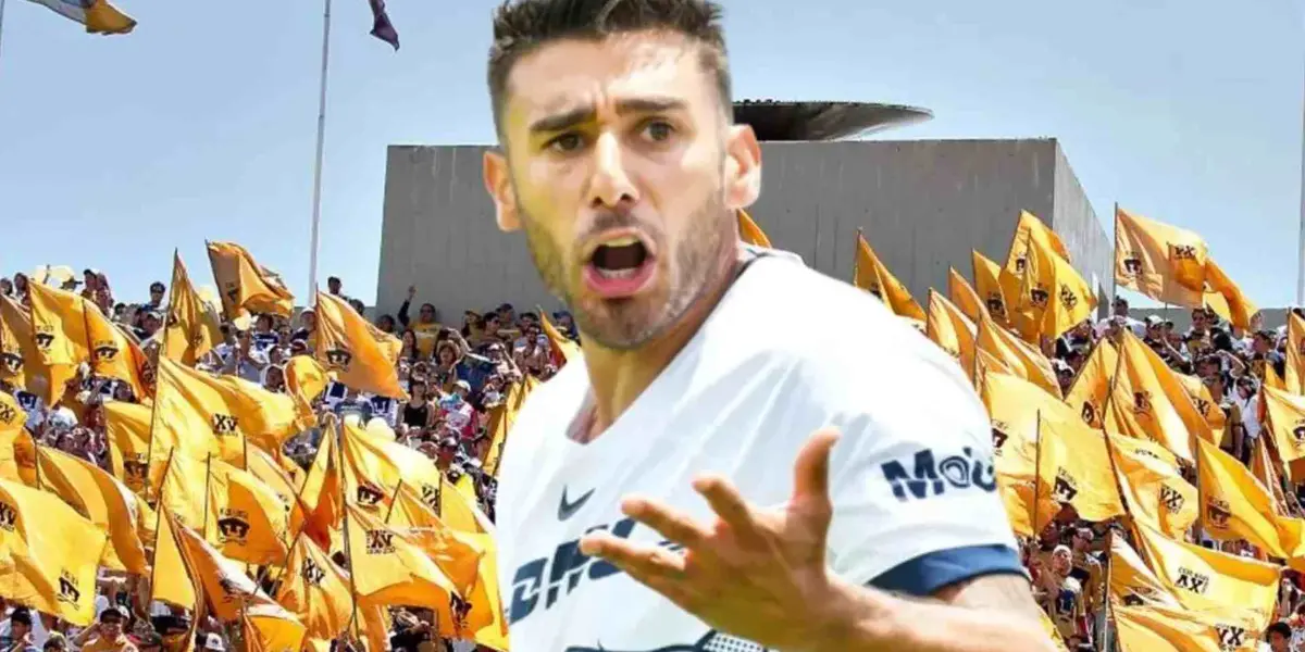 Eduardo Salvio con la afición de Pumas