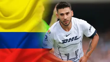 Eduardo Salvio con la bandera de Colombia
