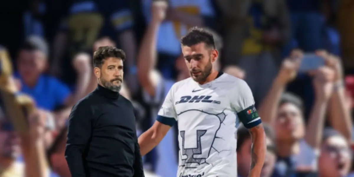 Eduardo Salvio con Pumas y Gustavo Lema