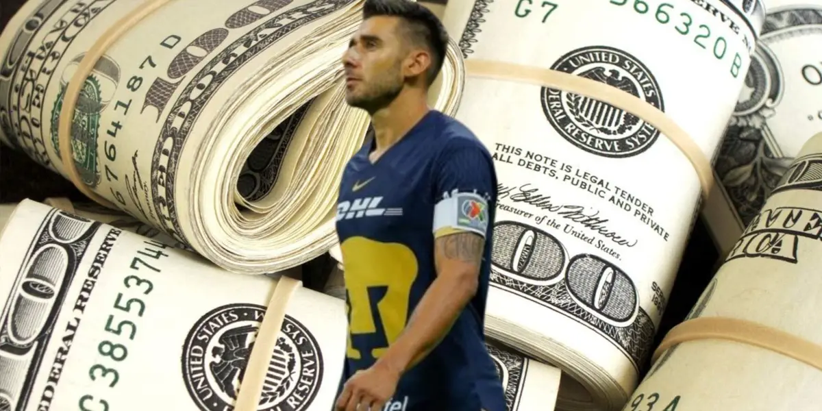 Eduardo Salvio de Pumas con billetes