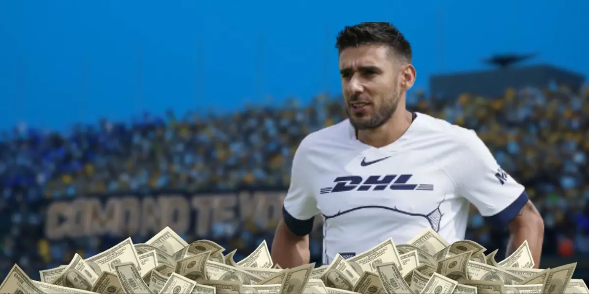 Eduardo Salvio durante un partido del Clausura 2024 con los Pumas