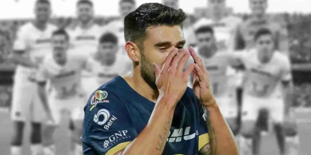 Eduardo Salvio lamentándose con Pumas