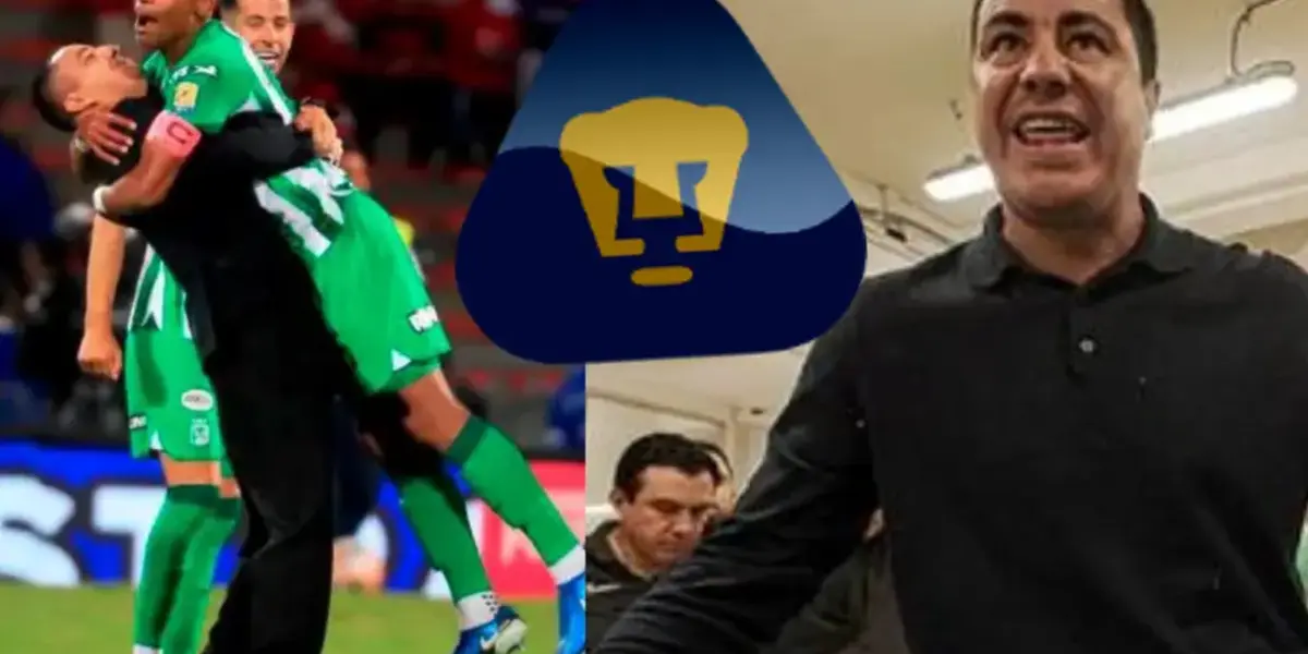 Efraín Juárez abraza a jugador, a la derecha, charla en el vestidor (Fuente: Atlético Nacional)