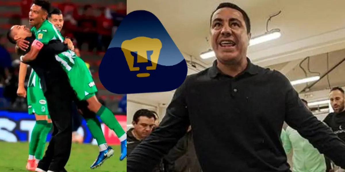 Efraín Juárez abraza a jugador de Atlético Nacional, a la derecha, Juárez da discurso (Fuente: Atlético Nacional)