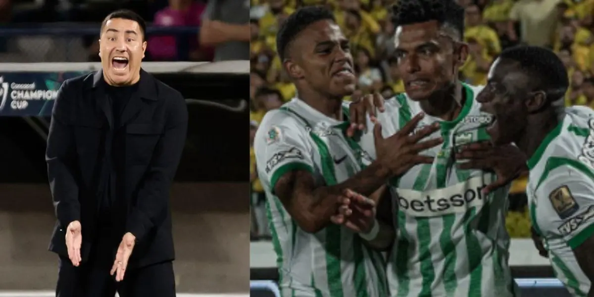 Efraín Juárez dirige a Pumas, la derecha, jugadores de Nacional celebran (Fuente: Concacaf y X Nacional)