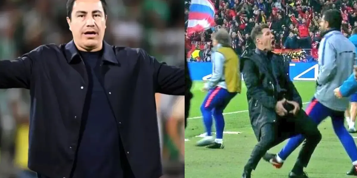 Efraín Juárez dirige ante Puebla, a la derecha, Simeone festeja gol (Fuente: Mexsports y AS)