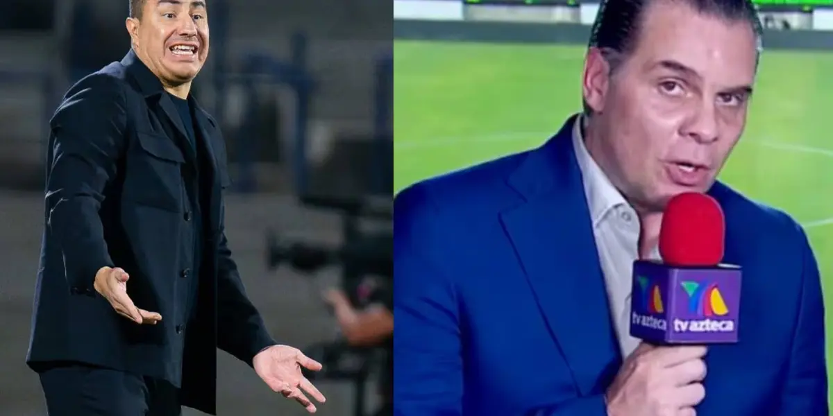 Efraín Juárez dirige cotejo, a la derecha, Martinoli narra (Fuente: Mexsports)