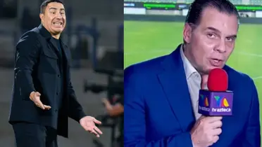 Efraín Juárez dirige cotejo, a la derecha, Martinoli narra (Fuente: Mexsports)