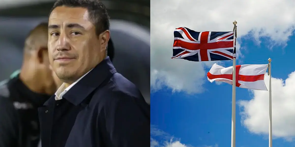 Efraín Juárez dirige partido de Pumas, a la derecha, bandera de Inglaterra y Reino Unido (Fuente: Mexsports y Wikipedia)