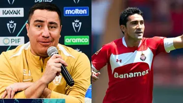 Efraín Juárez en conferencia de prensa, a la derecha, Sinha en juego con Toluca (Fuente: Concacaf y Mexsports)