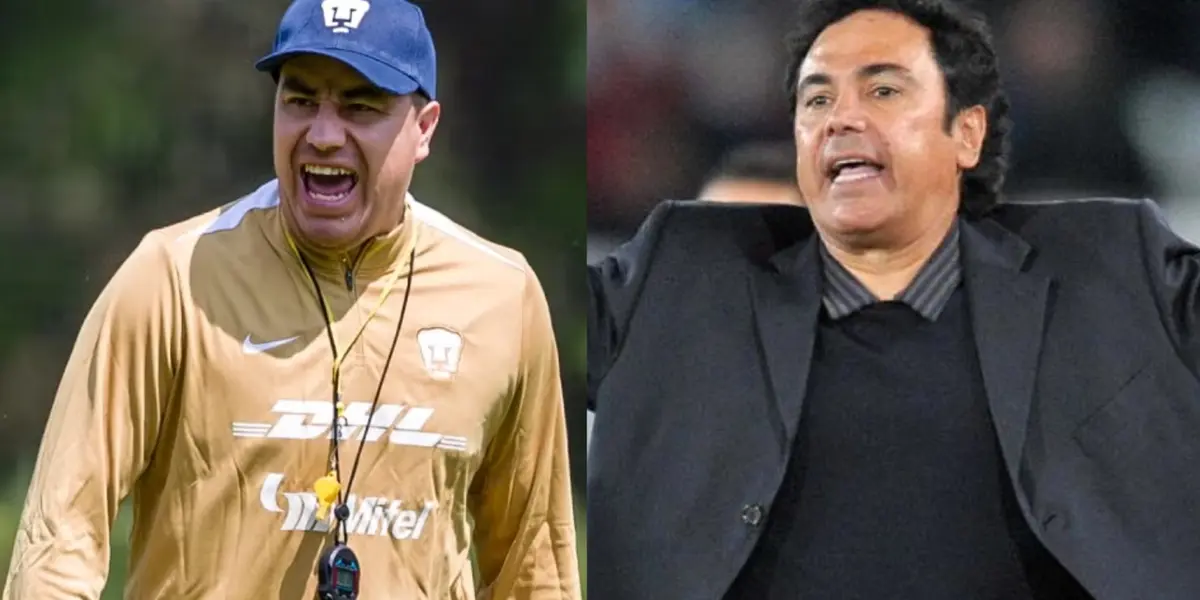 Efraín Juárez en su primera práctica con Pumas, a la derecha, Sánchez dirige (Fuente: Pumas y CNN)