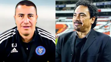 Efraín Juárez en un torneo en la MLS, a la derecha Hugo Sánchez en el estadio Azteca (Fuente: MLS y Cancha)